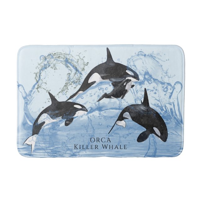 Tapis De Bain Incroyable Orques d'aquarelle noire et blanche (Devant)