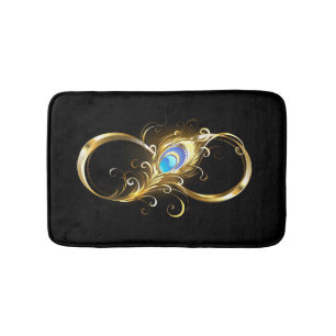 Tapis De Bain Infinité avec plume de paon doré