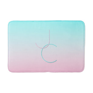 Tapis De Bain Initiales de chevauchement modernes 2   Rose turqu
