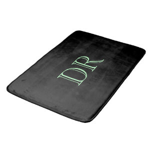 Tapis De Bain Initiales personnalisées en vert noir minimaliste