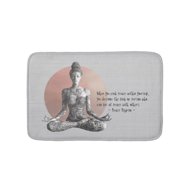 Tapis De Bain Instructeur de méditation Yoga Reiki Master Lotus  (Devant)