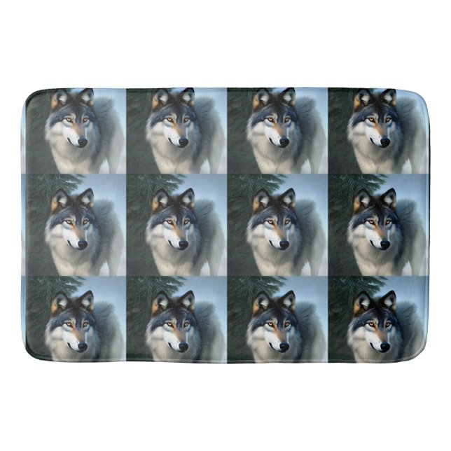 Tapis De Bain Intrépide Loup De L'Arctique, (Devant)