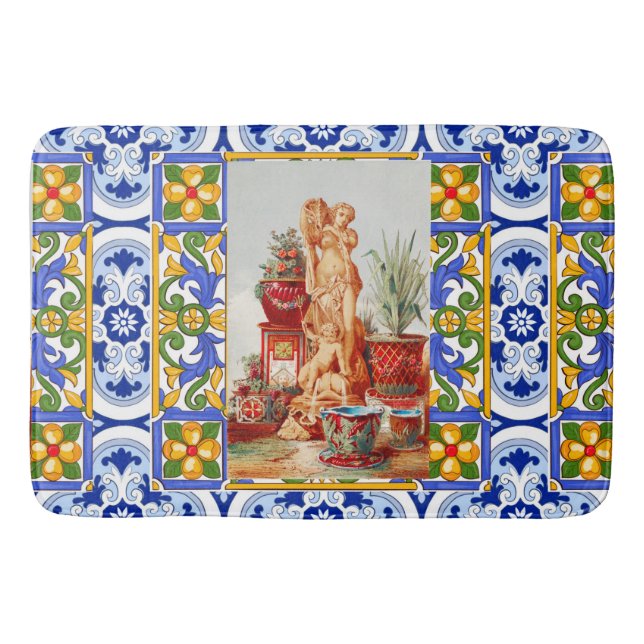 Tapis De Bain italien, art sicilien, maelica, tuiles, art baroqu (Devant)