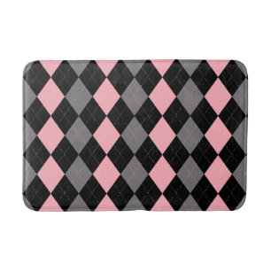 Tapis De Bain Jacquard gris noir rose rétro