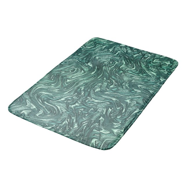 Tapis De Bain Jade texturé et teintes vert cyanique (Angle)