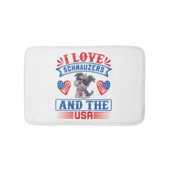 Tapis De Bain J'aime Schnauzers et les USA (Devant)
