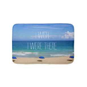 Tapis De Bain J'Aimerais Être Là - Parapluie De Plage Bleue