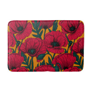 Tapis De Bain Jardin aux coquelicots rouges