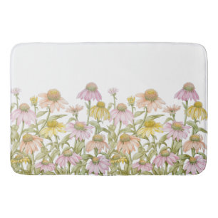 Tapis De Bain Jardin de Rudbeckia Art Botanique Aquarelle