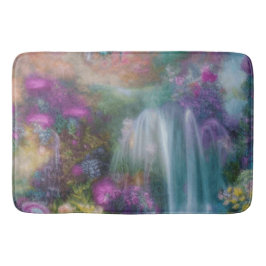 Tapis De Bain Jardin D'Imaginaire Avec Fleurs Et Cascade Calme