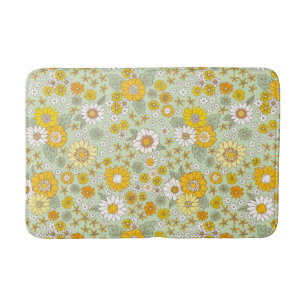 Tapis De Bain Jardin Floral Jaune Motif