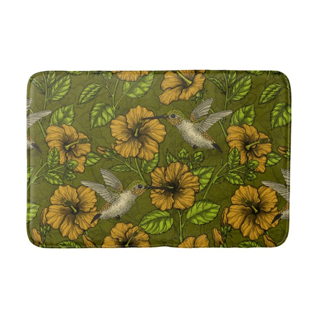 Tapis De Bain Jardin tropical nocturne jaune et vert (Devant)