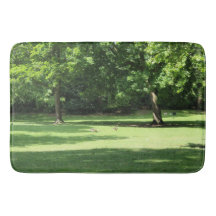 Jardin vert Arbres Bain Mat