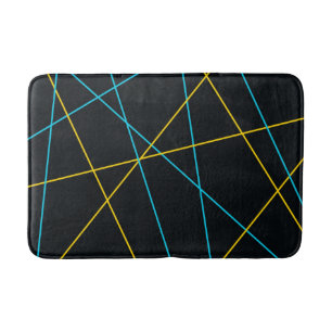 Tapis De Bain Jaune, Bleu, cool, tendance, urbain, lignes modern