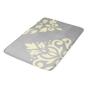 Tapis De Bain Jaune de l'art I de damassé de rouleau sur le gris