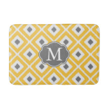 Jaune, Gris, Blanc, Diamant Ikat Motif