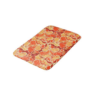 Tapis De Bain Jaune orange Bali Batik Style Motif Paisley
