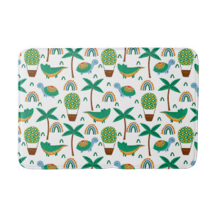 Tapis De Bain Joli Alligator tortue colorée Motif arc-en-ciel