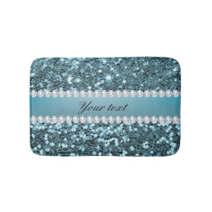 Tapis De Bain Joli Blue Faux Parties scintillant et Diamonds