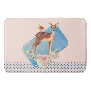 Tapis De Bain Joli Brown avec des oiseaux et des Roses
