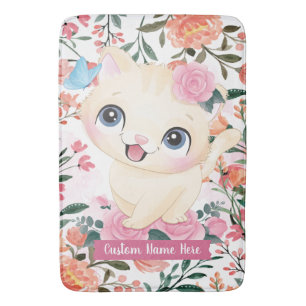Tapis De Bain Joli Chat Roses Roses Blush Fleurs Nom Personnalis
