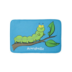 Tapis De Bain Joli dessin animé de chenille verte mignonne