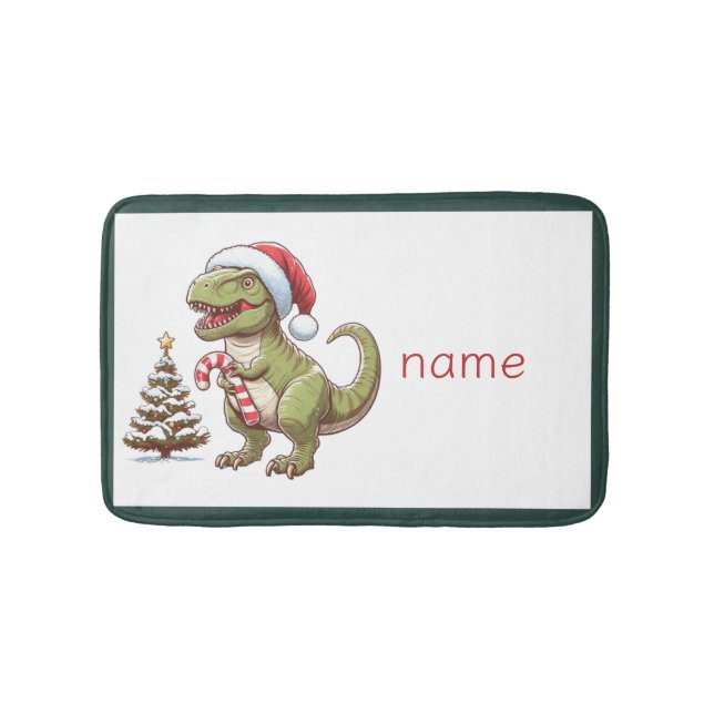 Tapis De Bain Joli dinosaure de Noël Bath Mat (Devant)