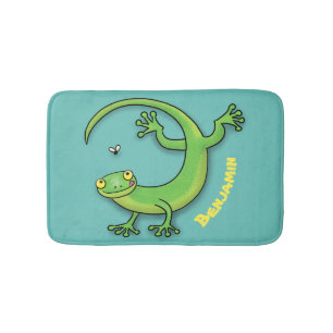 Tapis De Bain Joli gecko vert salutations avec dessin animé