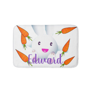 Tapis De Bain Joli lapin blanc et carottes