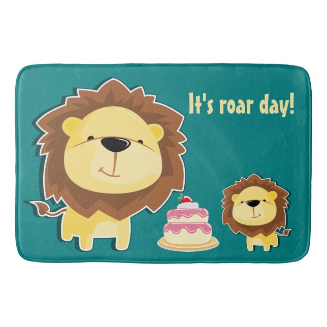 Tapis De Bain Joli Lion Et Baby Cub Anniversaire de enfant (Devant)