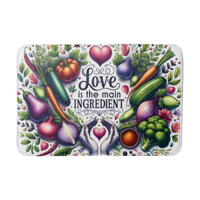 Tapis De Bain Joli mot d'amour de cuisine en art (Devant)