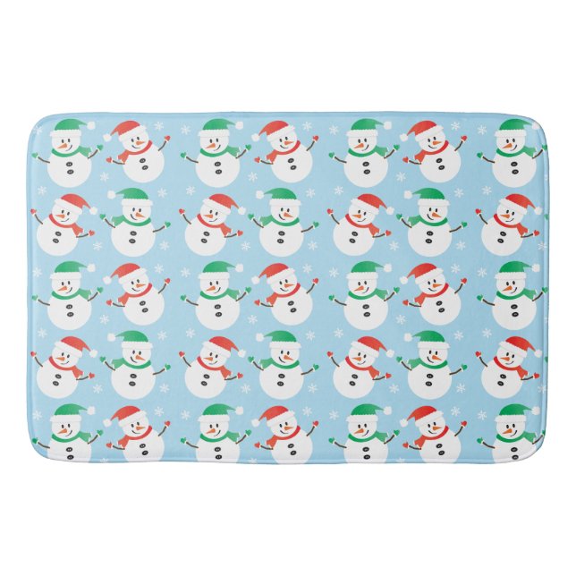 Tapis De Bain Joli Noël Snowman Snowflake Motif (Devant)