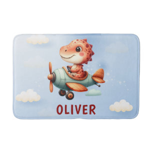 Tapis De Bain Joli Petit Pilote Dinosaure Avion en Vol