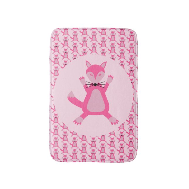 Tapis De Bain Joli rose bébé fille Fox Patterned (Devant (Vertical))