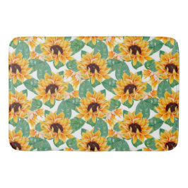 Tapis De Bain Joli tournesol Jaune et Motif vert