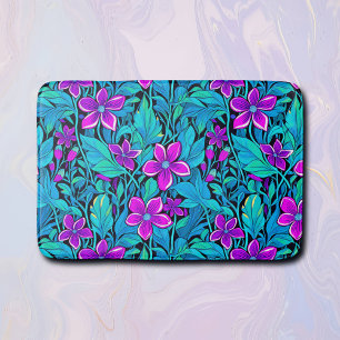 Tapis De Bain Joli violet et Turquoise bleu floral