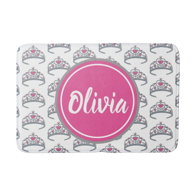 Tapis De Bain Jolie rose Princess Party Silver Tiara Crown (Devant)