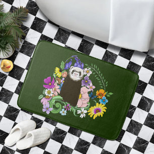 Tapis De Bain Jolies fleurs sauvages de furet sableux en bois ve