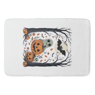 Tapis De Bain Jolis fantômes d'Halloween et forêt de citrouilles