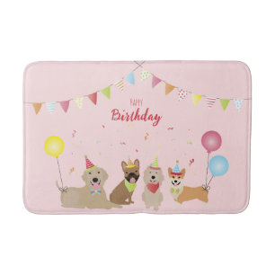 Tapis De Bain Joyeuse fête des chiens d'anniversaire