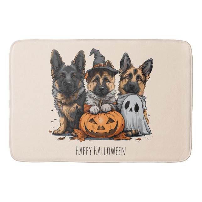 Tapis De Bain Joyeux chien berger allemand Halloween (Devant)
