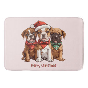 Tapis De Bain Joyeux Chiens en boîte de Noël