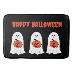 Tapis De Bain Joyeux Fantômes d'Halloween avec Jack-o-Lanterns