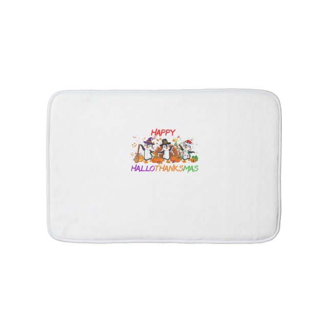 Tapis De Bain Joyeux Hallothanksmas Penguin Halloween Thanksgivi (Devant)