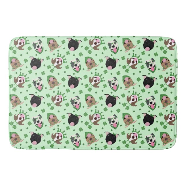 Tapis De Bain Joyeux Jour de la Saint Patrick Pit Bull Dogs (Devant)