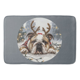 Tapis De Bain Joyeux Noël anglais Bulldog Reindeer