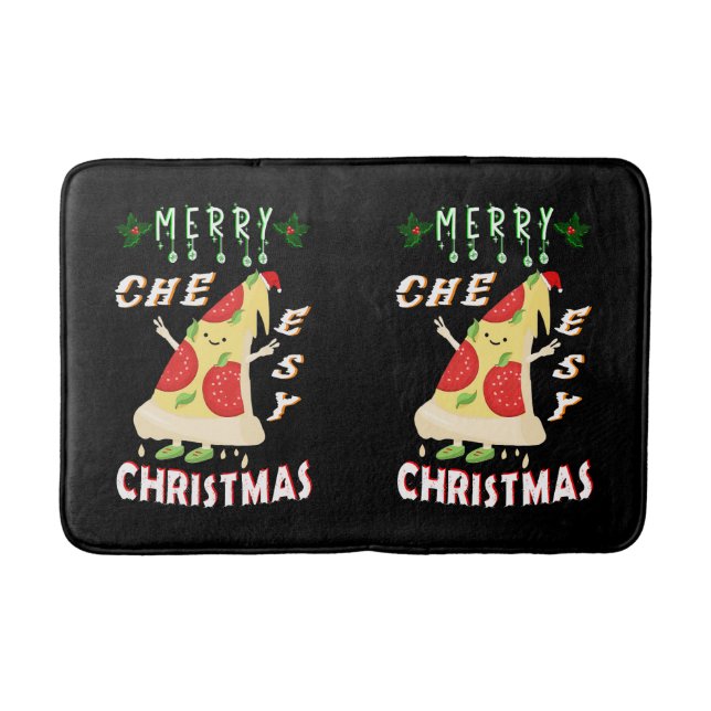 Tapis De Bain Joyeux Noël Cheesy Noël Noël Père Noël Pizza Noël (Devant)