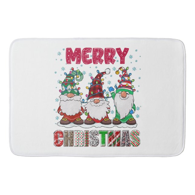 Tapis De Bain Joyeux Noël Gnome Famille Funny Jeu de Noël Arbre (Devant)