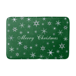 Tapis De Bain Joyeux Noël Green Snowflakes