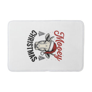 Tapis De Bain Joyeux Noël Vache Chapeau de Père Noël Gravure Vin